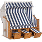 Sonnenpartner 3-Sitzer Strandkorb mit blauen und weißen Streifen, atmungsaktiv und langlebig für Modelle Classic, Konsul, Senator.
