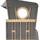 Gosch Lounge Strandkorb 6-Sitzer Seitenansicht, Geflecht grau anthrazit mit Teakwood natural Gestell und Rundfenster