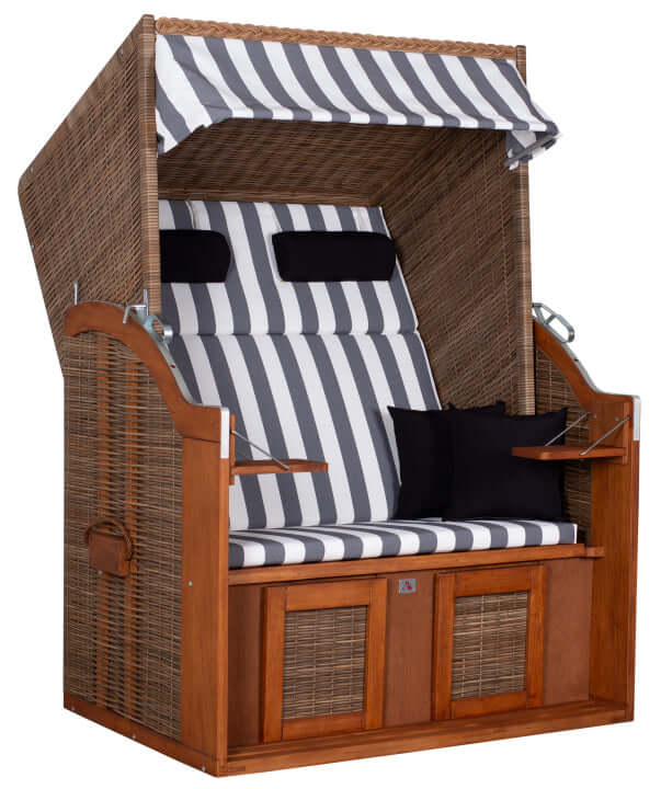 Strandkorb Trendy PURE Standard PE-Geflecht griseum, Dessin 502 - Strandkorb Fachhandel Prieß