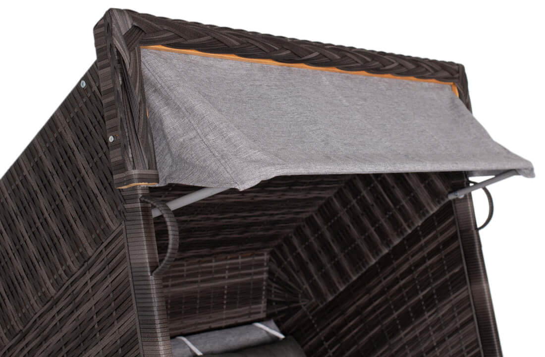 Strandkorb Trendy PURE Classic XL SUN Teak PE stone grey Dessin 466 - Strandkorb Fachhandel Prieß