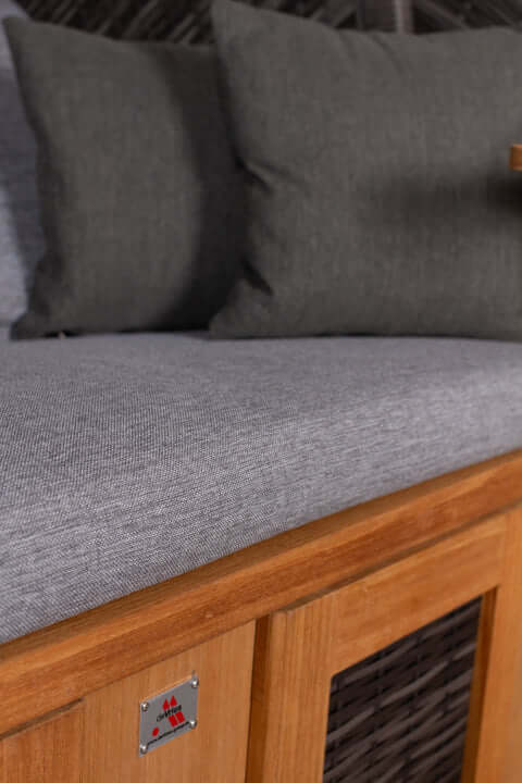 Strandkorb Trendy PURE Classic XL SUN Teak PE stone grey Dessin 466 - Strandkorb Fachhandel Prieß