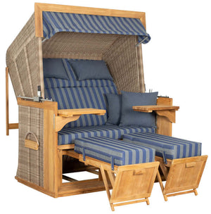 Strandkorb deVries PURE Friesland Sylt Teak PE white kubu Dessin 249 - Strandkorb Fachhandel Prieß