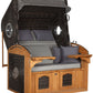 Strandkorb deVries Sailor PURE Teak XL PE stone-grey mit Bullaugen und Dessin 251 grau, luxuriöser Strandkorb für zwei Personen