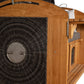 Strandkorb deVries Sailor PURE Teak XL stone-grey Seitenansicht mit Bullauge und geflochtenem PE-Geflecht in Dessin 252