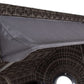 Strandkorb deVries Sailor PURE Teak XL PE stone-grey Dessin 253 mit ausgefahrener grauer Sonnenmarkise Detailansicht