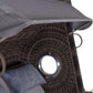 Strandkorb deVries Sailor PURE Teak XL stone-grey mit Bullauge und Markisenstoff im Dessin 253 Nahaufnahme