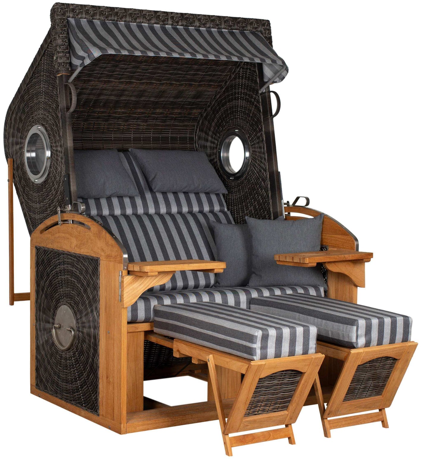 Strandkorb deVries Sailor PURE Teak XL PE stone-grey, Dessin 254