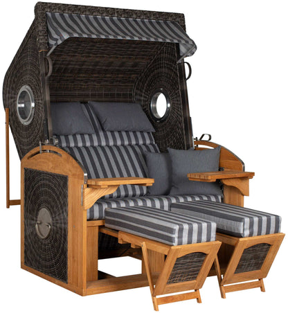 Strandkorb deVries Sailor PURE Teak XL PE stone-grey, Dessin 254