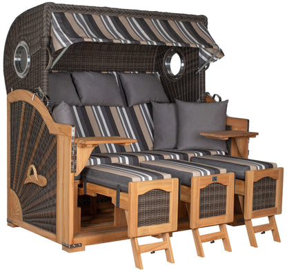 Strandkorb deVries PURE Seemöwe Teak PE stone grey 3 Größen wählbar, Des. 158