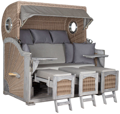 Strandkorb deVries PURE Seemöwe Vintage PE white kubu 3 Größen wählbar, Des. 251 grau