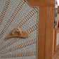 Detailansicht Seitenwand Strandkorb deVries Aruba XL Rope Kordel-Geflecht 15mm ivory mit Tragegriff aus Holz