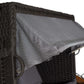 Strandkorb deVries Aruba XL Rope anthrazit mit grauer Sonnenmarkise, Detailansicht des verstellbaren Stoffverdecks