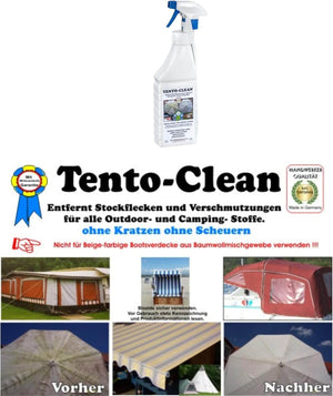 Generisch Stockflecken Entferner Tento-Clean Stockfleckenreiniger 1L Schimmelentferner Stoffe Outdoorstoffe Boot Markise Plane Vogelkot Moder Moos Textilien zahlreiche organische Verschmutzungen