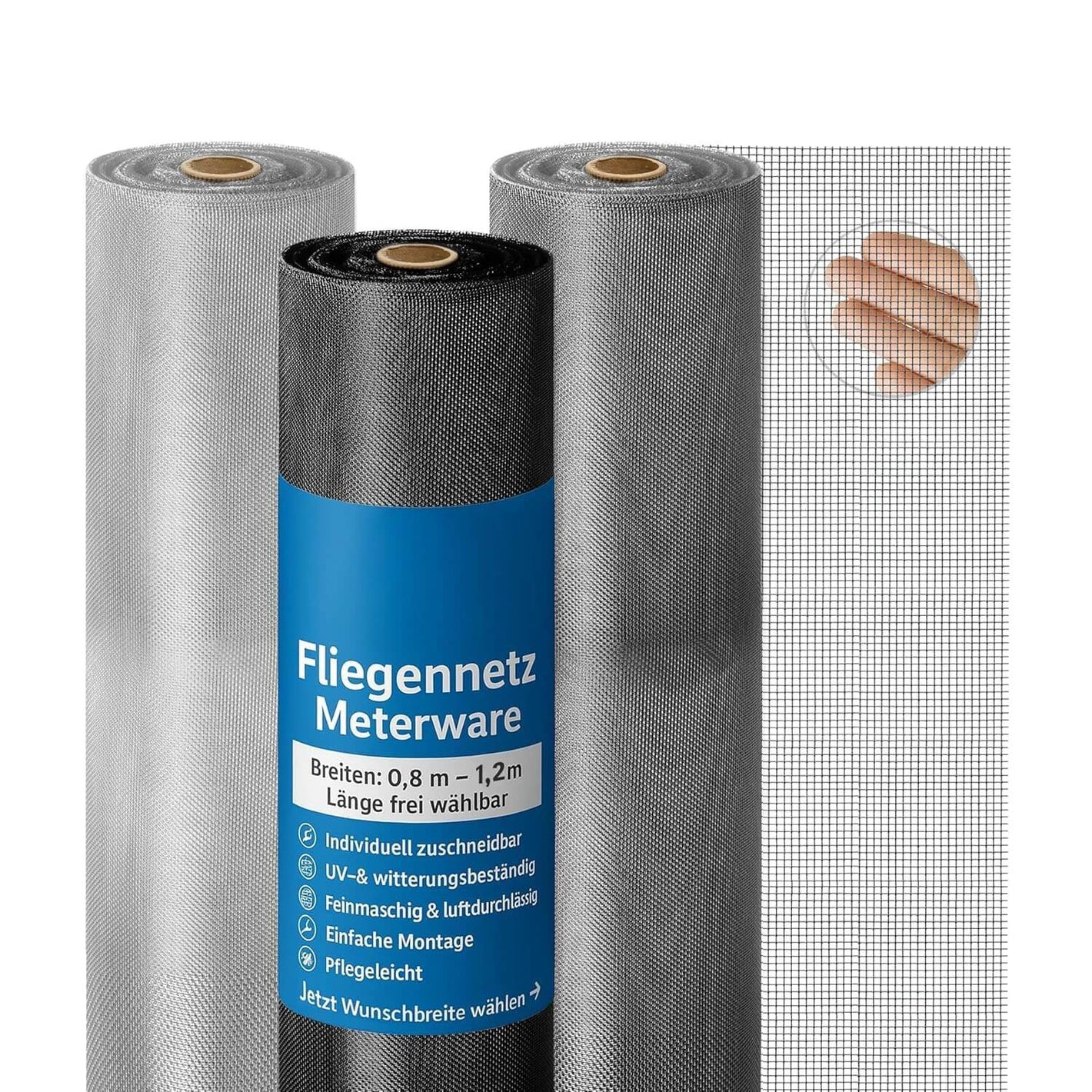 Nagerschutzgitter Fliegennetz Meterware Edelstahl V4A Breite 80cm Fliegengitter, Insektenschutz Gitter, Lichtschachtgitter, Katzenschutzgitter(0,8m / Edelstahl V4A)
