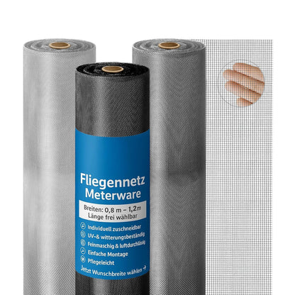 Nagerschutzgitter Fliegennetz Meterware Edelstahl V4A Breite 80cm Fliegengitter, Insektenschutz Gitter, Lichtschachtgitter, Katzenschutzgitter(0,8m / Edelstahl V4A)