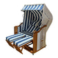Komplettpaket Strandkorb Kiel Edelstahl 250 Plus, PVC-Geflecht weiss, Dessin 1080 blau weiss