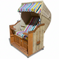 Strandkorb Sonnenpartner Modell Classic PE Naturoptik, Holz lasiert, Dessin bunt 13 sand 701