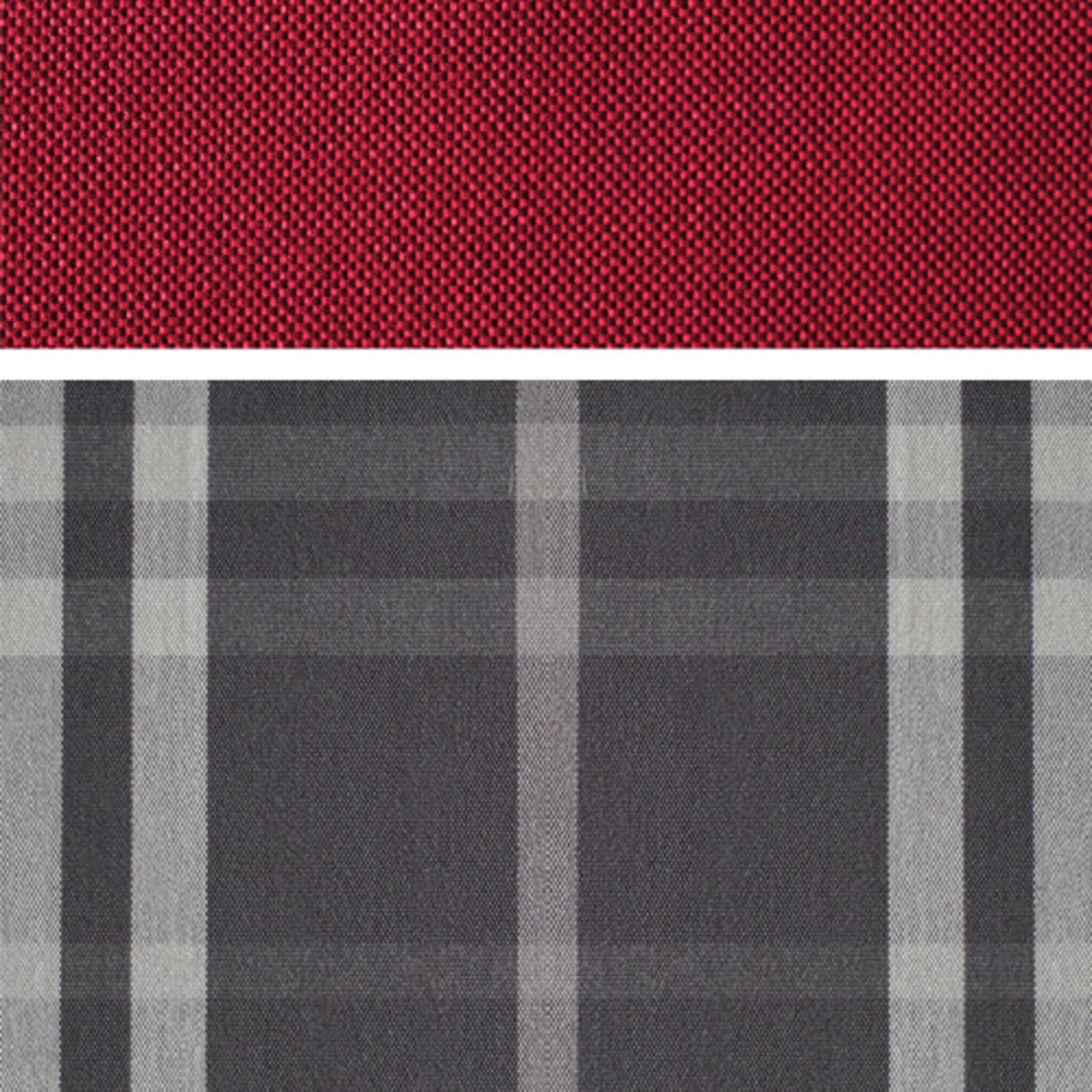 Strandkorb Bezug Dessin 188 grau kariert rot – Detailansicht Stoffmuster für devries Aruba XL Rope anthrazit
