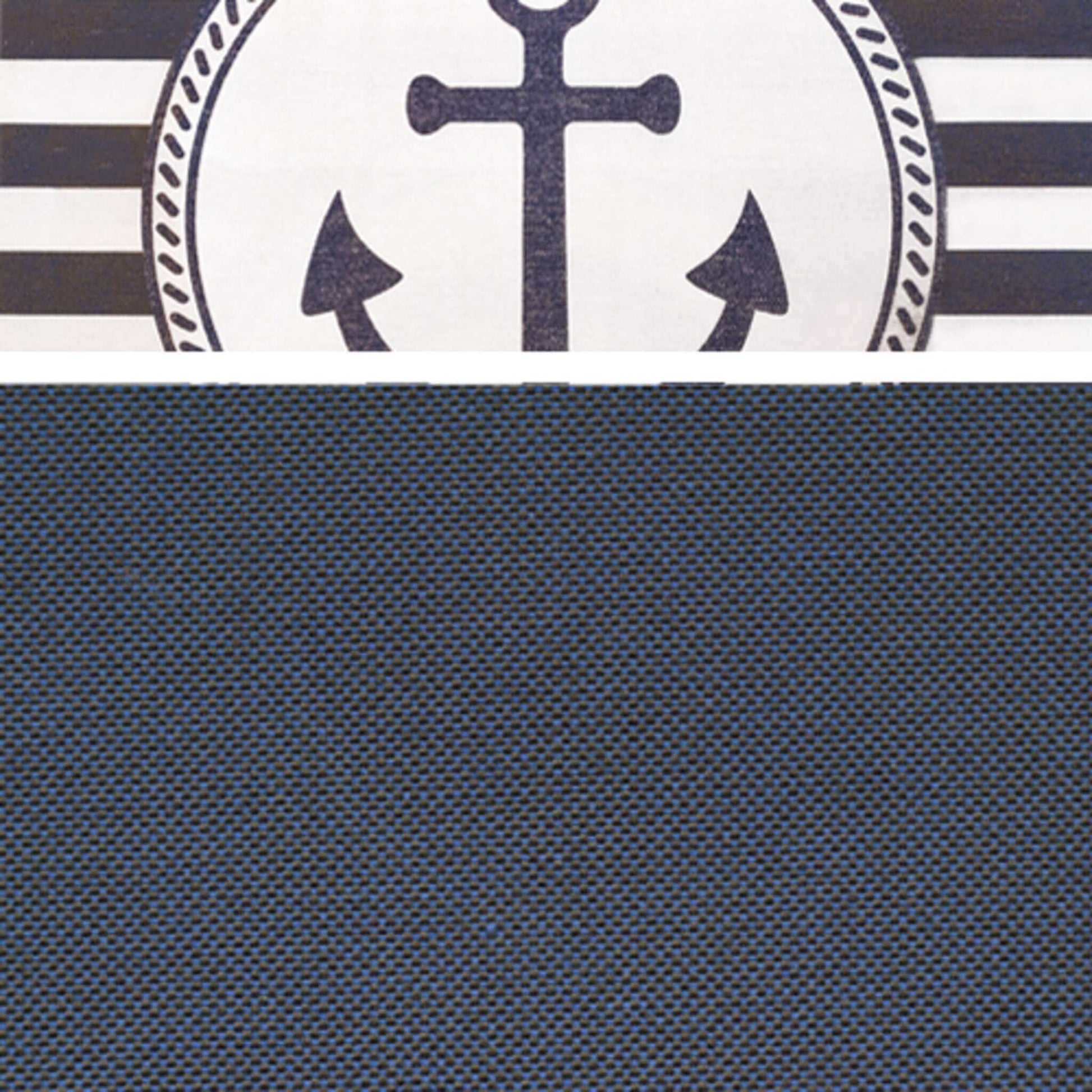 Strandkorb Dessin 198 Anker blau mit maritimem Anker-Muster oben und einfarbig blauem Stoff unten