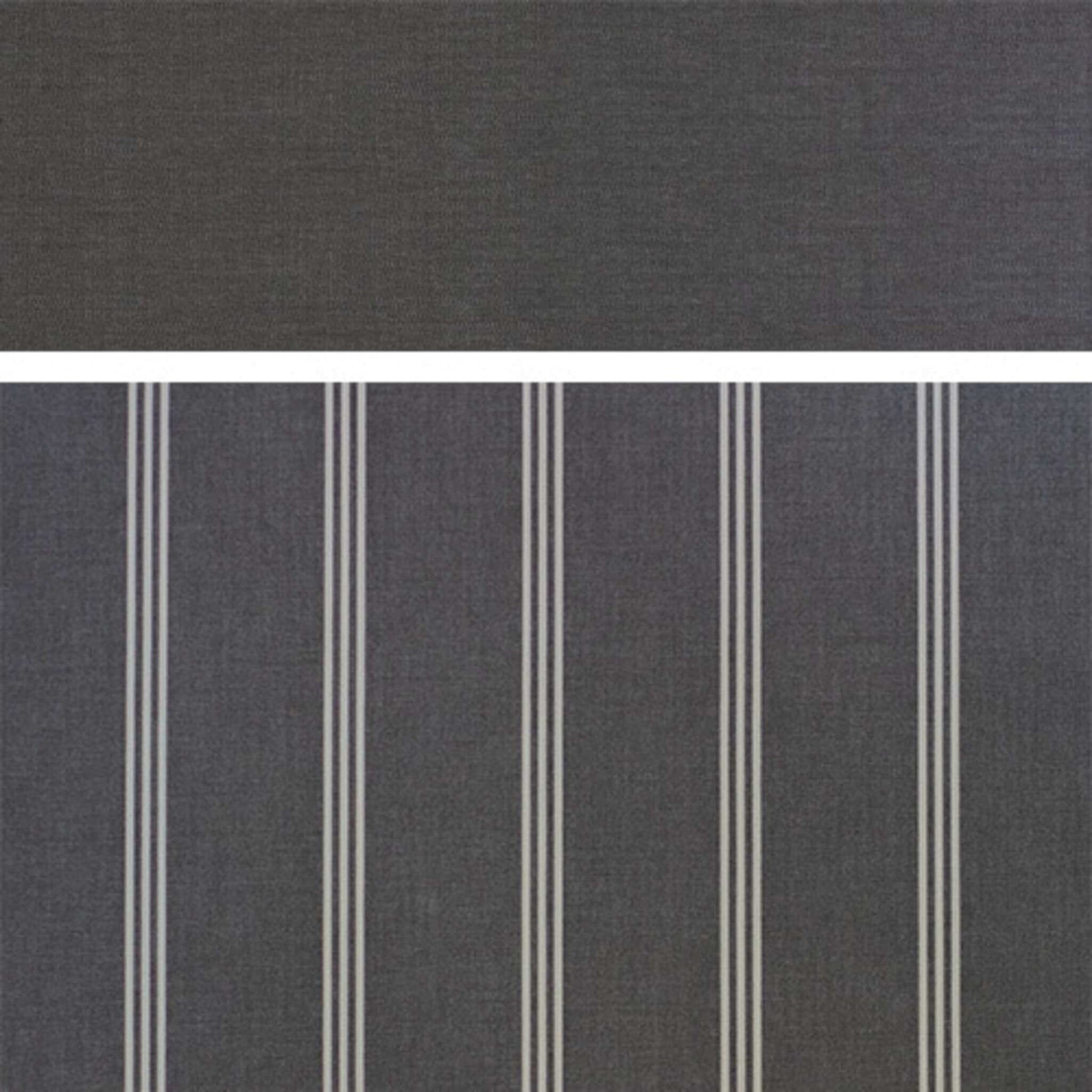 Strandkorb devries Aruba XL Rope anthrazit Dessin 235 grau weiß mit schmalen weißen Streifen im Stoffdesign