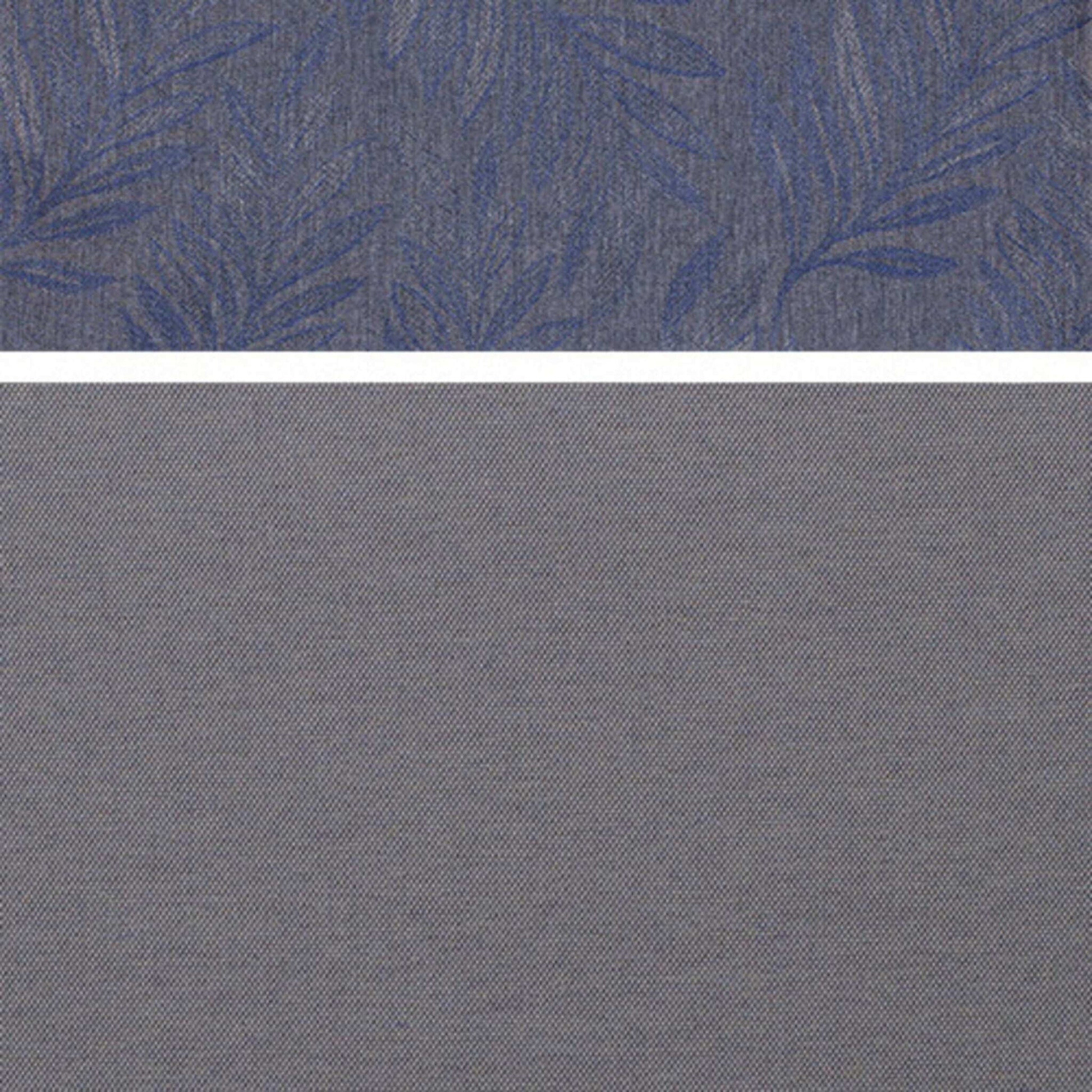 Strandkorb Bezug Dessin 253, grauer Stoff mit blauem Blattmuster oben und einfarbig grauer Stoff unten für deVries PURE Seemöwe