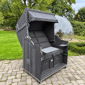 Komplettpaket Strandkorb Sonnenpartner Modell Classic PE onix, Dessin Panama Negro anthrazit