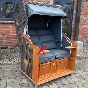 Strandkorb Sonnenpartner Modell Classic PVC anthrazit mit Holz lasiert und anthrazit polster, ideal für den Garten.