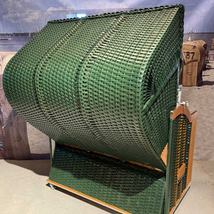 Strandkorb Sonnenpartner Modell Classic XL PVC grün, elegantes Design in uni grün mit hochwertiger Holzlasur.