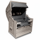 Strandkorb Sonnenpartner Classic taupe mit PE-Geflecht und Dessin Charcoal Deluxe grau 9839 für zwei Personen