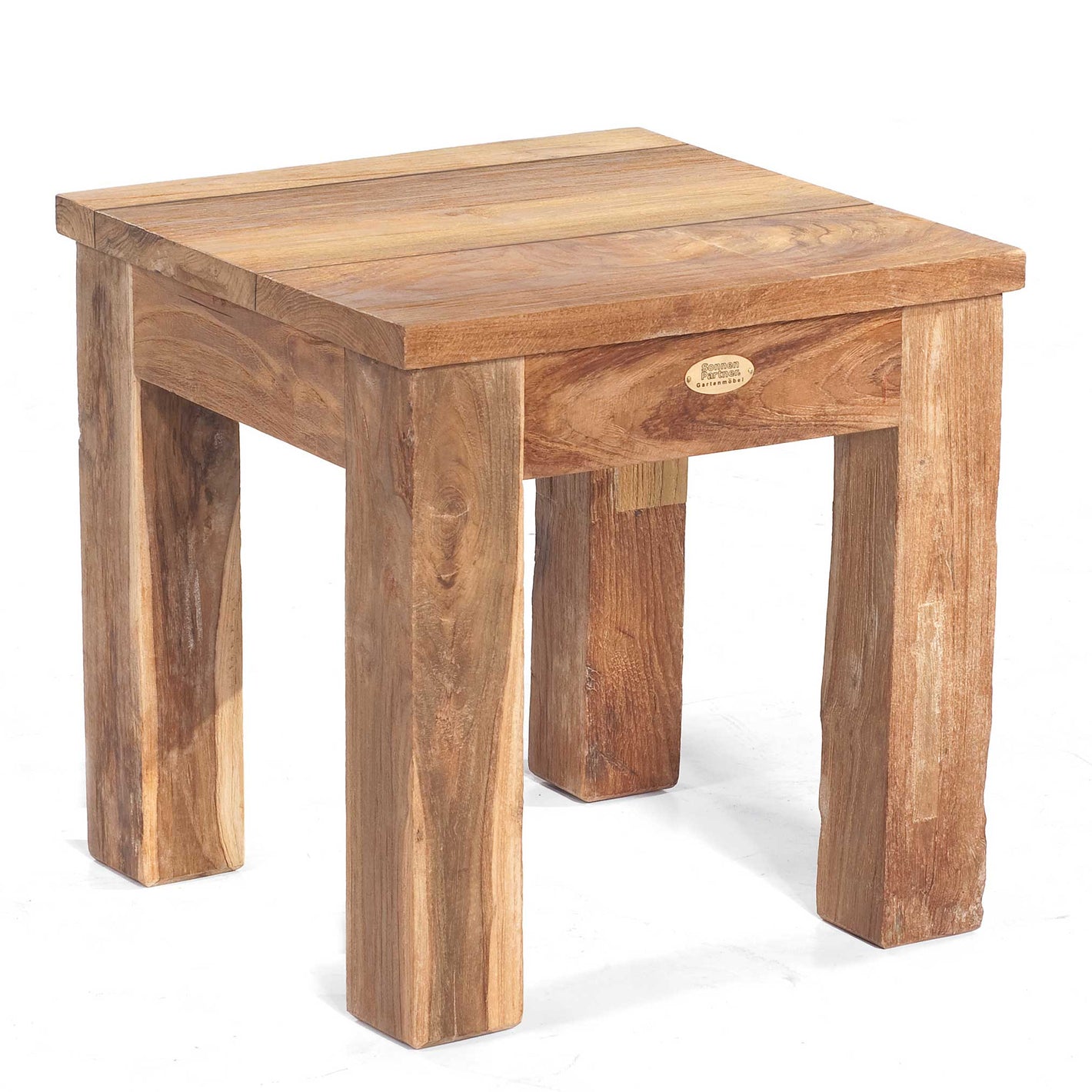 Charleston Hocker Teak von Sonnenpartner aus Teakholz, massiver quadratischer Hocker 45 x 45 x 45 cm für Garten oder Terrasse