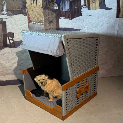 Hunde Strandkorb Best Friend grau 70060012 – gemütlicher Strandkorb für Hunde mit kleiner Fellnase im Korb