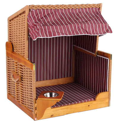 Hundestrandkorb PE natur rot gestreift für entspannte Stunden am Strand mit Ihrem Haustier.