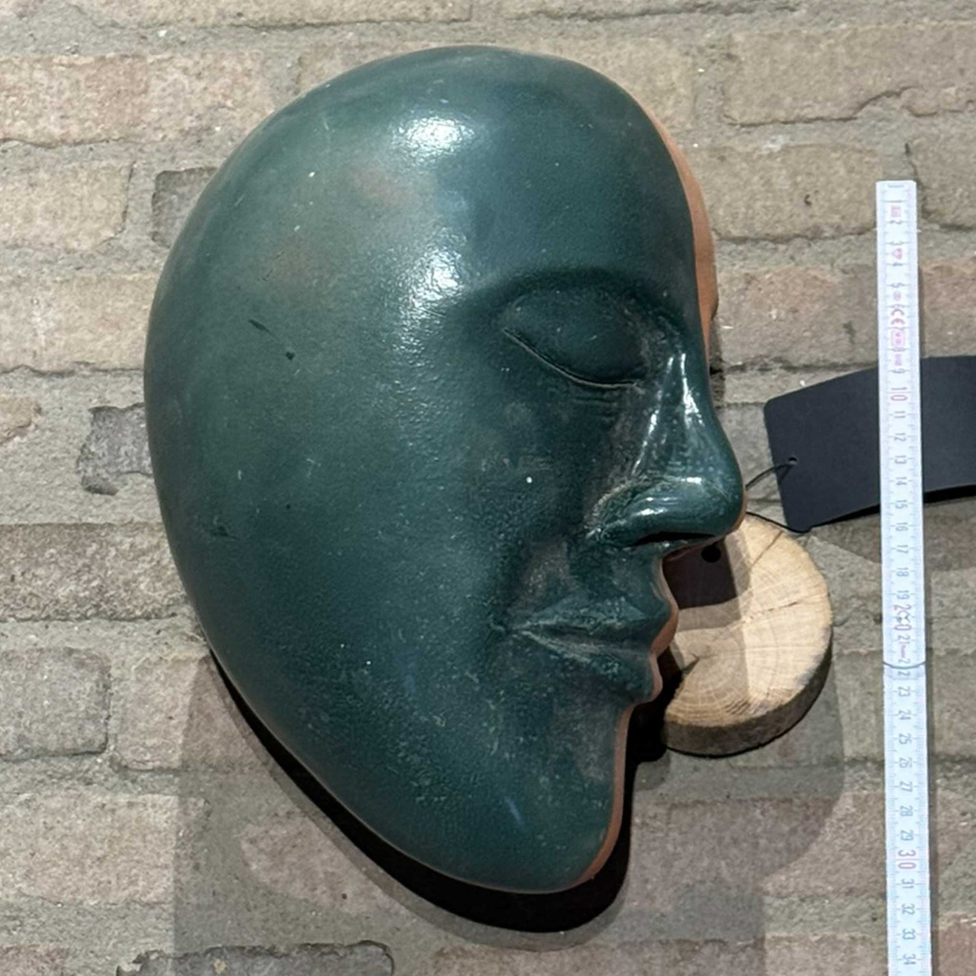 8002 große Keramik Köpfe 32 cm, Set aus 2 Stück à 7,5 kg, dekorativer grüner Kopf für Wanddeko