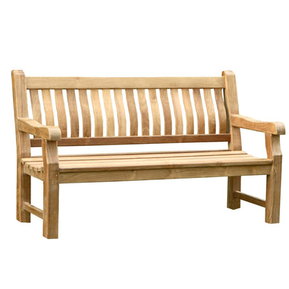 Park Bank Teak aus massivem Teakholz, klassische Gartenbank 165 x 60 x 101 cm für Terrasse und Garten