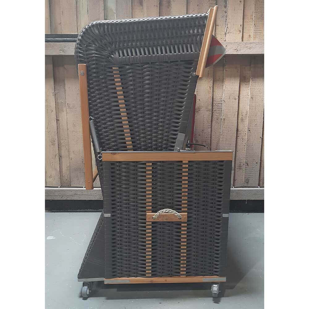 Seitansicht Strandkorb Profil Nr. 11, passend für Universal Schutzhülle hellgrau, ganzjähriger Wetterschutz