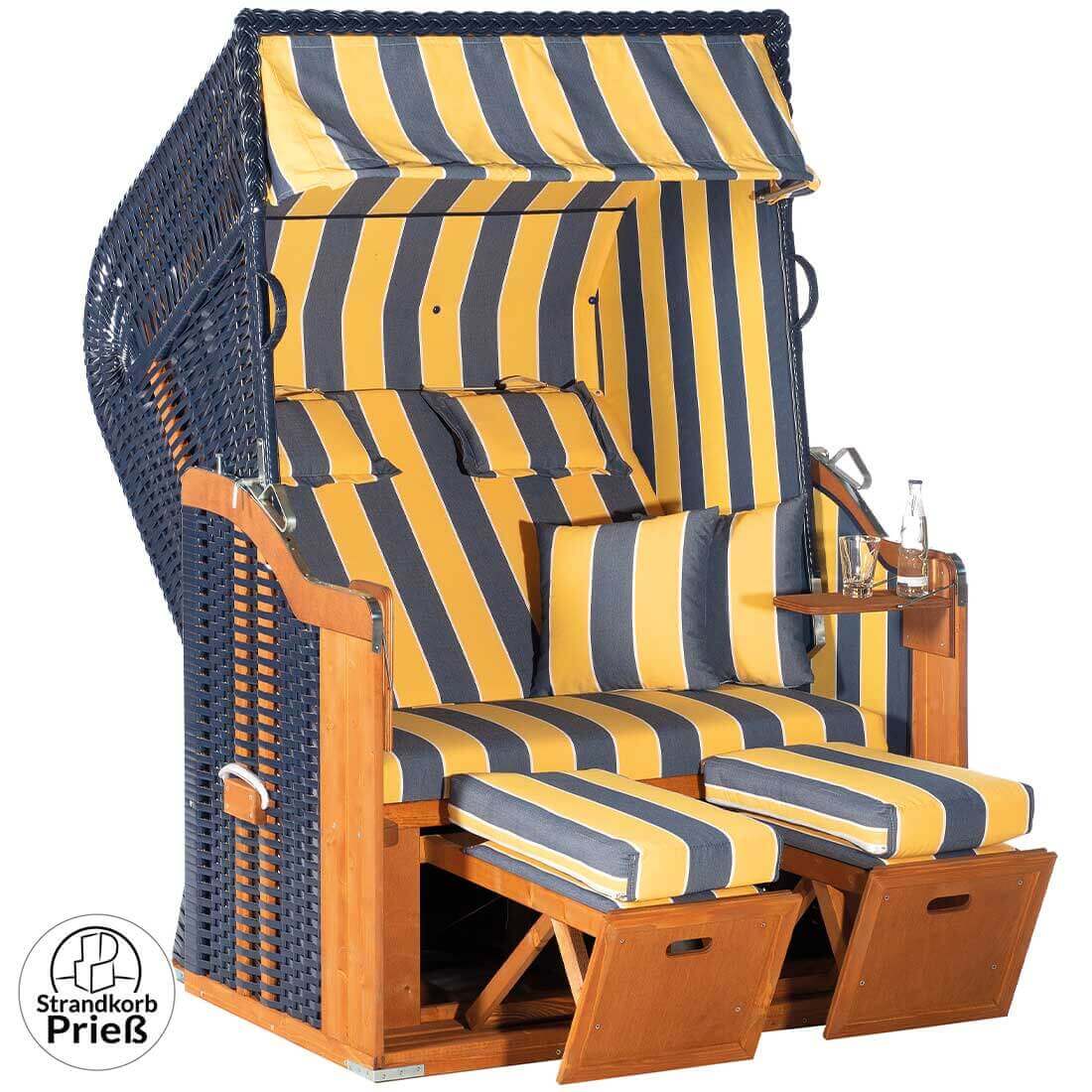 Strandkorb blau gelb