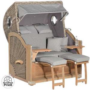 Schutzhülle TeakSafe 155 grau für Strandkorb Albatros Rustikal 500 BTH 155x95x160 cm, atmungsaktiv, passende Abdeckung