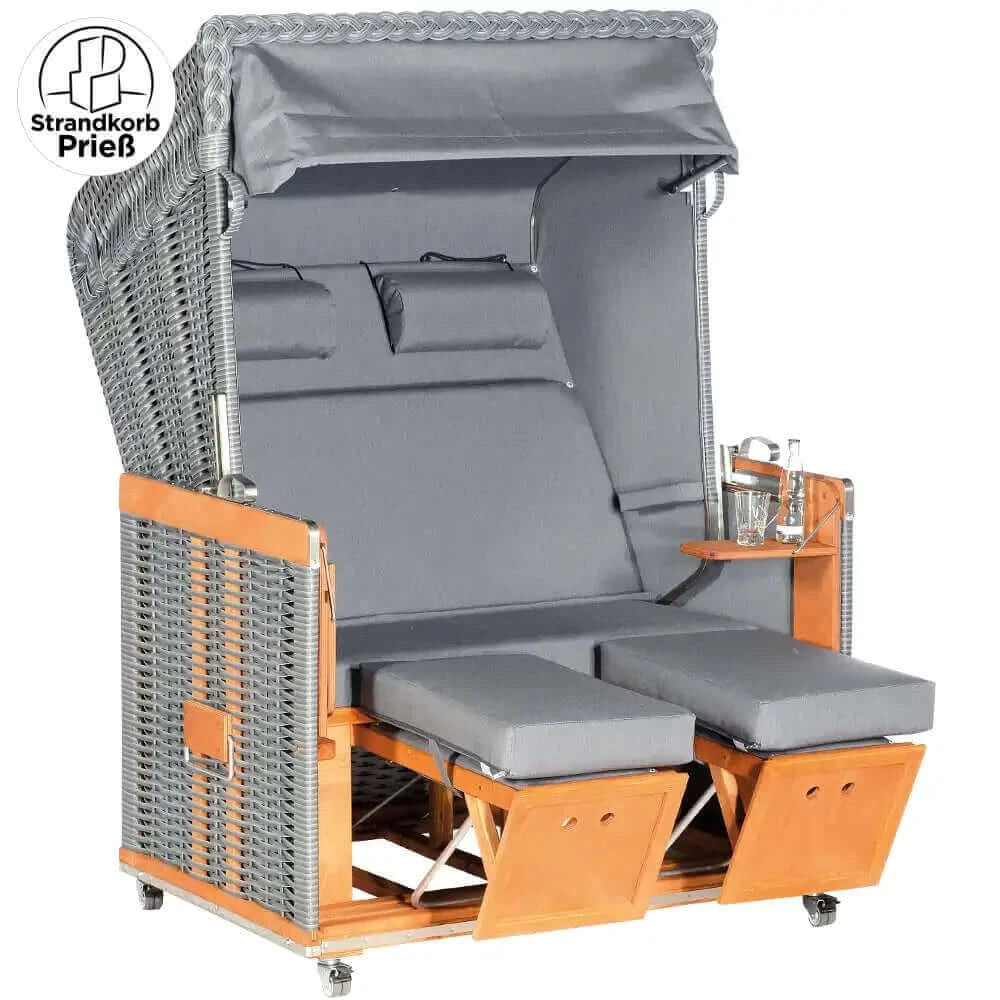 8122 Strandkorb Sonnenpartner Modell Konsul PE Geflecht onix, Dessin Charcoal Deluxe wie abgebildet - Strandkorb Prieß
