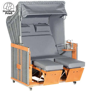 8122 Strandkorb Sonnenpartner Modell Konsul PE Geflecht onix, Dessin Charcoal Deluxe wie abgebildet - Strandkorb Prieß