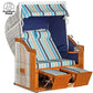 8156 Strandkorb Sonnenpartner Modell Classic Geflecht white washed, Holz natur lasiert, Dessin Ocean, uni blau wie abgebildet - Strandkorb Prieß