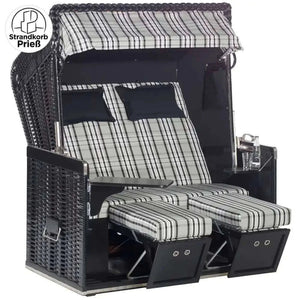 8110 Strandkorb Sonnenpartner Modell Konsul Geflecht schwarz, Holz schwarz lackiert