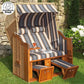 Strandkorb Seitentisch, 1x Klapptisch aus Teak geölt mit V2a Edelstahlbügel