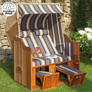 Strandkorb Seitentisch, 1x Klapptisch aus Teak geölt mit V2a Edelstahlbügel