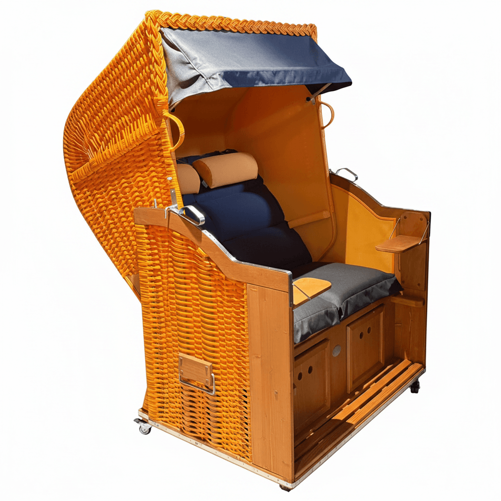 Strandkorb Sonnenpartner Modell Classic PE orange, Dessin Panama Negro 719 mandarin