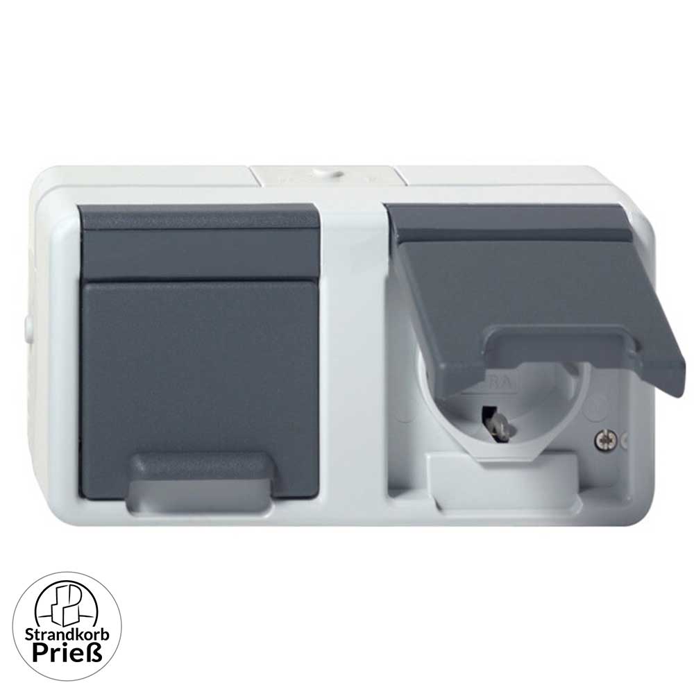 Gosch Lounge Strandkorb 6-Sitzer - Steckdose mit Klappe für Strandkorbvergnügen auf Sylt.