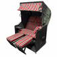 Strandkorb Kiel 255 Plus, Holz grau lasiert, PVC-Geflecht anthrazit, Dessin Filo Rosso