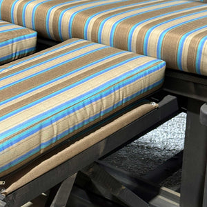 Strandkorb Kiel 255 Plus, Holz grau lasiert, PVC-Geflecht anthrazit, Dessin Pola türkis taupe