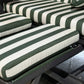 Strandkorb Kiel 255 Plus, Holz grau lasiert, PVC-Geflecht anthrazit, Dessin Vert grün