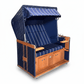 Strandkorb Sonnenpartner Modell Konsul XL 150cm PVC blau, Holz lasiert, Dessin blau weiss 27