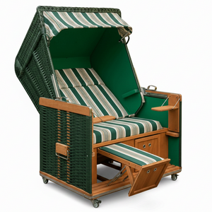 Strandkorb Sonnenpartner Modell Konsul grün, Holz lasiert, Dessin grün anthrazit PVC grün 14